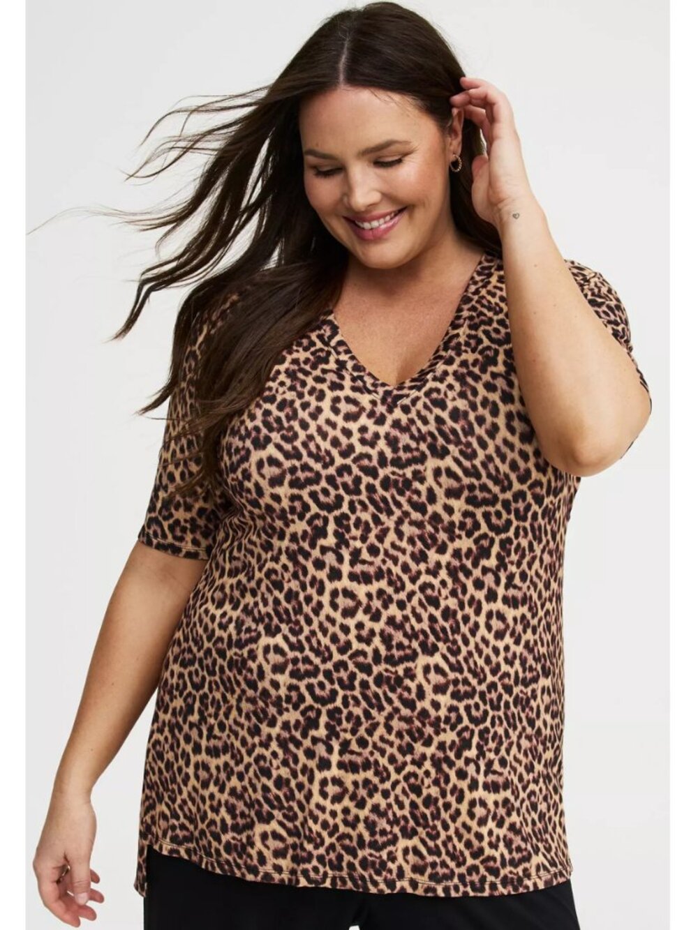 NWT Torrid 2 Leopard Super Soft V-Neck Hi-Low Tunic 2X 18 20